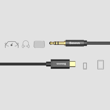 BASEUS Audio stereo cable audio transition AUX 3.5mm Mini Jack - USB-C 120cm - black – image 10