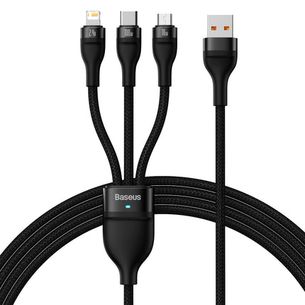 BASEUS Cable 3w1 USB cable for USB-C / iPhone Lightning / micro USB 1.2m - black
