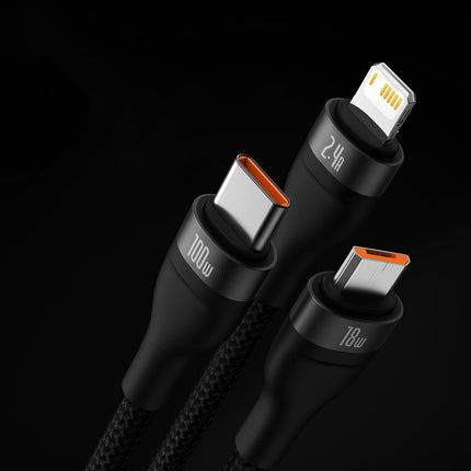 BASEUS Cable 3w1 USB cable for USB-C / iPhone Lightning / micro USB 1.2m - black – image 11