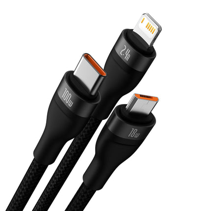 BASEUS Cable 3w1 USB cable for USB-C / iPhone Lightning / micro USB 1.2m - black – image 2