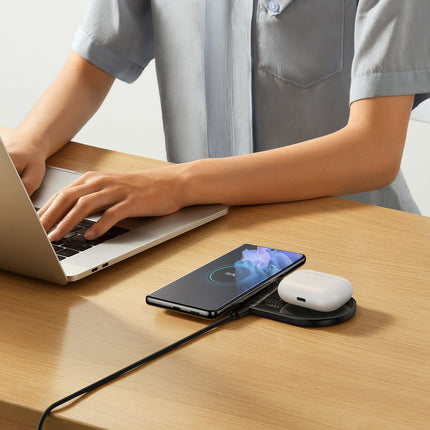 BASEUS Double QI wireless charger with USB-C 20W display - black – image 9