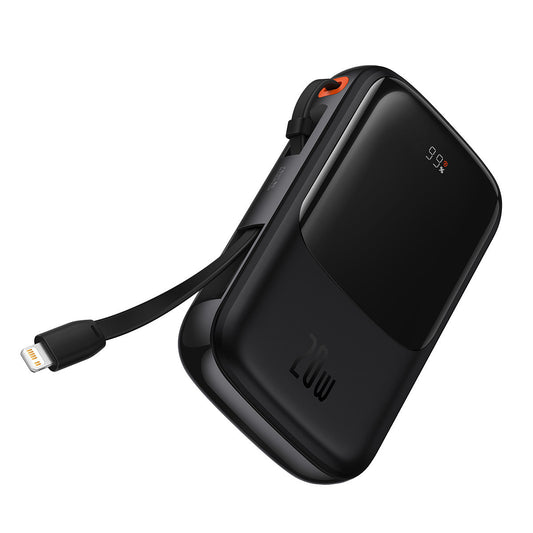 BASEUS Powerbank 10000mAh USB USB-C iPhone Lightning + USB-C cable - black
