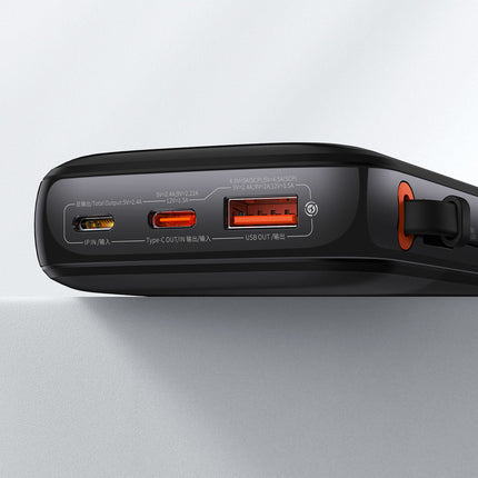 BASEUS Powerbank 10000mAh USB USB-C iPhone Lightning + USB-C cable - black – image 2