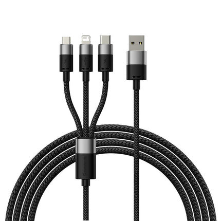 BASEUS Cable for StarSpeed phone 3w1 USB - micro USB / iPhone Lightning / USB-C 1.2m - black