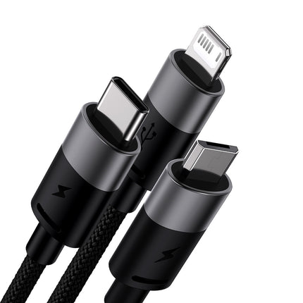 BASEUS Cable for StarSpeed phone 3w1 USB - micro USB / iPhone Lightning / USB-C 1.2m - black – image 2