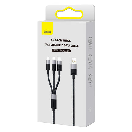 BASEUS Cable for StarSpeed phone 3w1 USB - micro USB / iPhone Lightning / USB-C 1.2m - black – image 5