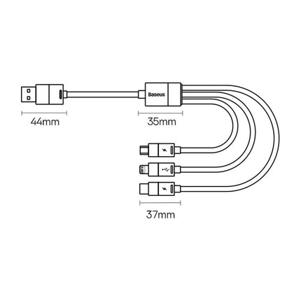 BASEUS Cable for StarSpeed phone 3w1 USB - micro USB / iPhone Lightning / USB-C 1.2m - black – image 7