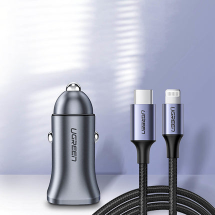 UGREEN USB-A and USB-C 30W PD PPS fast car charger - grey – image 9