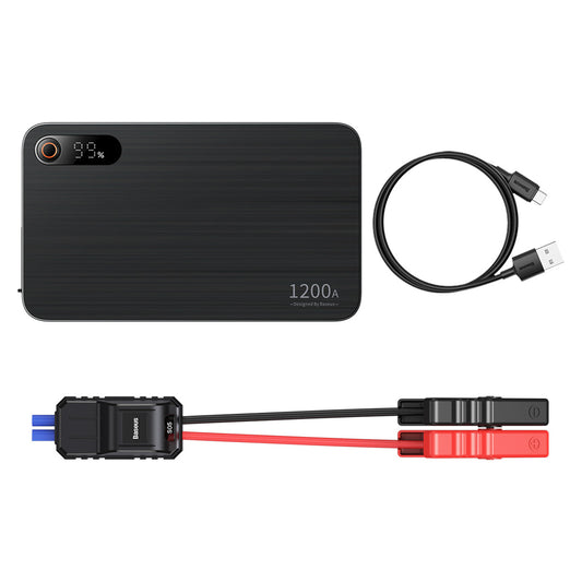 BASEUS 3in1 Car starting Jump Starter 1200A + 7200mAh power bank + LED flashlight - black