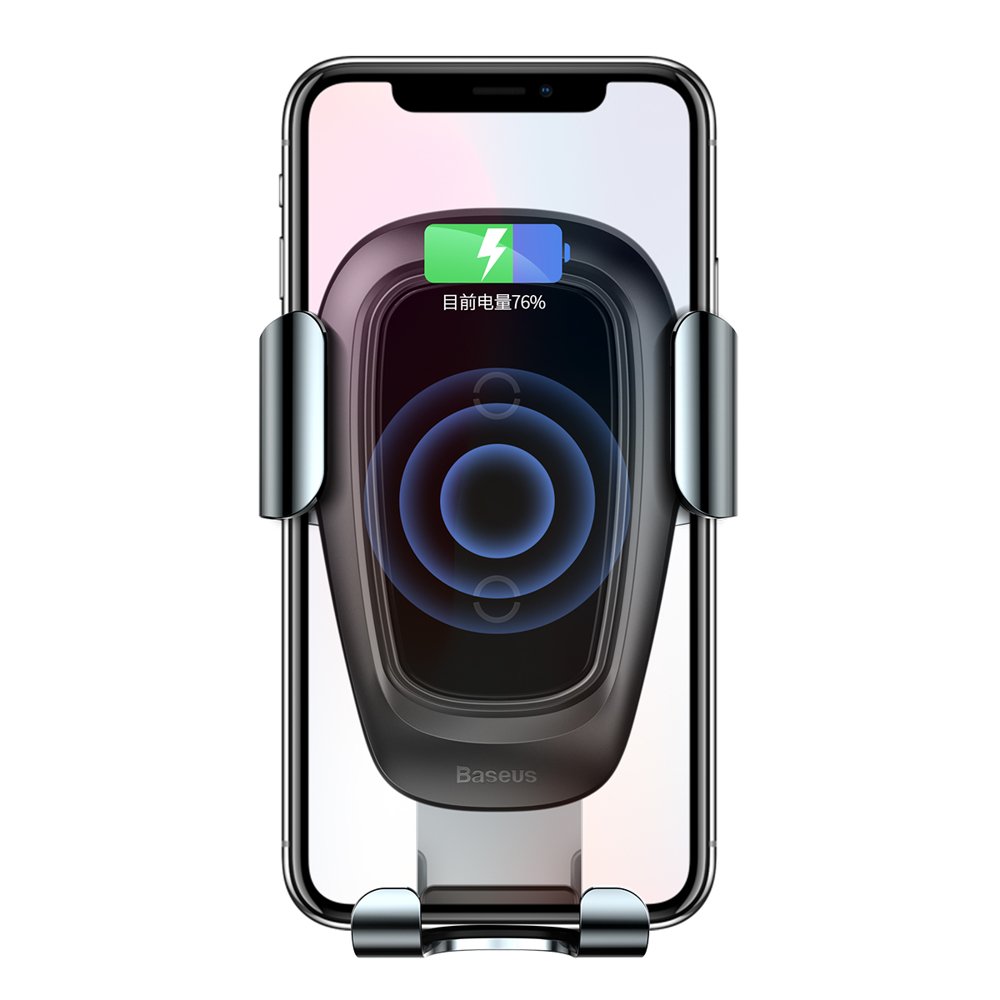 BASEUS Gravity car grill holder + Qi wireless charger black – image 5