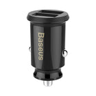 BASEUS Mini car charger for phone 2x USB Grain Car Charger black