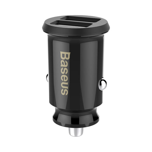 BASEUS Mini car charger for phone 2x USB Grain Car Charger black