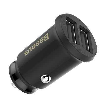 BASEUS Mini car charger for phone 2x USB Grain Car Charger black – image 4