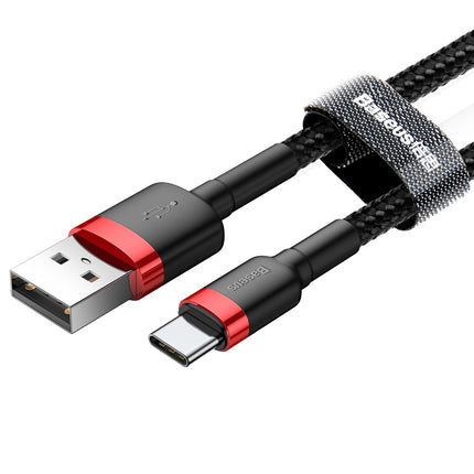 BASEUS Robust nylon cable USB cable - USB-C QC3.0 3A 0.5M black and red – image 3