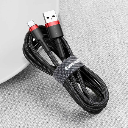 BASEUS Robust nylon cable USB cable - USB-C QC3.0 3A 0.5M black and red – image 4