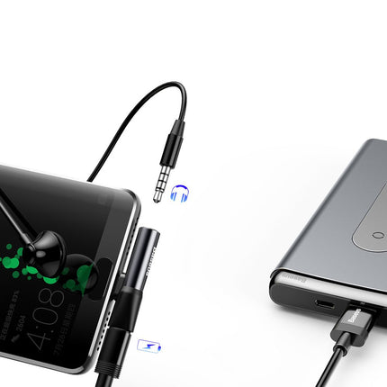 BASEUS Audio Converter L41 adapter from USB-C to USB-C port + Jack 3.5 mm black – image 9