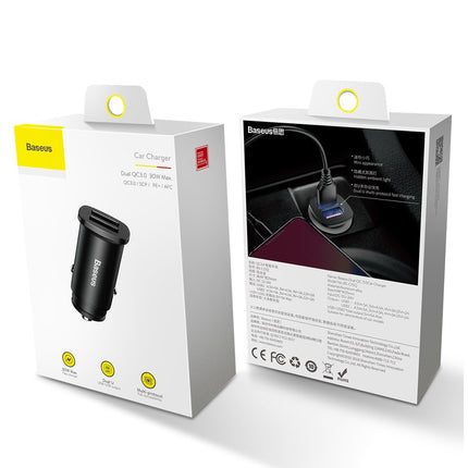 BASEUS Smart car charger Square 2x USB QC3.0 Quick Charge 3.0 SCP AFC 30W black – image 10