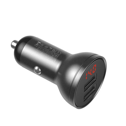 BASEUS Car Charger 2x USB 4.8A 24W with LCD display + 3w1 cable 1.2m black – image 2