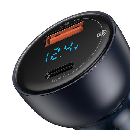 BASEUS USB + USB-C 65W Quick Charge car charger, gray LCD screen – image 4