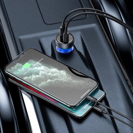 BASEUS USB + USB-C 65W Quick Charge car charger, gray LCD screen – image 6