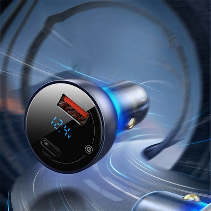 BASEUS USB + USB-C 65W Quick Charge car charger, gray LCD screen – image 7