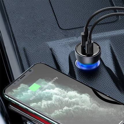 BASEUS USB + USB-C 65W Quick Charge car charger, gray LCD screen – image 8