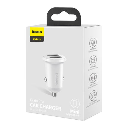 BASEUS Car Charger for lighter socket Grain Pro 2x USB 4.8A white – image 5