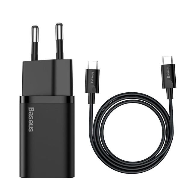 BASEUS Super Si QC PC Power Charger 25W 3A + USB-C cable 1m black
