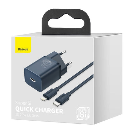 BASEUS Super Si 1C fast USB-C 20W PD charger + cable for iPhone Lightning 1m blue – image 5