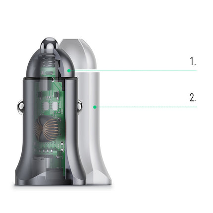 UGREEN USB-C USB 24W Power Delivery Quick Charge car charger grey – image 2