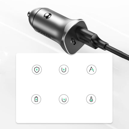 UGREEN USB-C USB 24W Power Delivery Quick Charge car charger grey – image 3