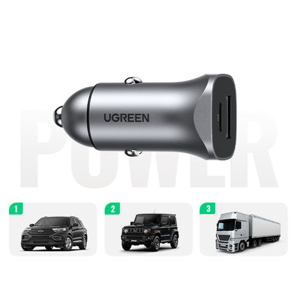 UGREEN USB-C USB 24W Power Delivery Quick Charge car charger grey – image 4