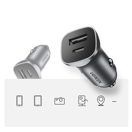 UGREEN USB-C USB 24W Power Delivery Quick Charge car charger grey – image 6