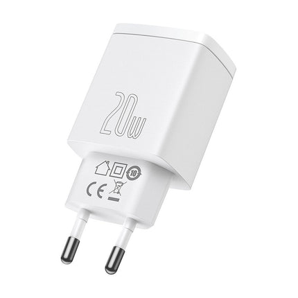 BASEUS Compact USB USB-C 20W 3A PD QC 3.0 white fast charger – image 4