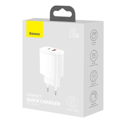 BASEUS Compact USB USB-C 20W 3A PD QC 3.0 white fast charger – image 5