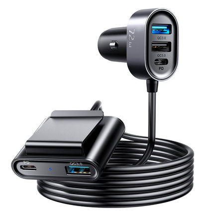 JOYROOM Car Charger 5 devices 2xPD + 2xQC3.0 72W 1.5m black