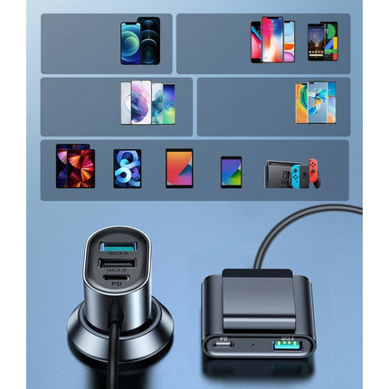 JOYROOM Car Charger 5 devices 2xPD + 2xQC3.0 72W 1.5m black – image 10