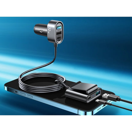 JOYROOM Car Charger 5 devices 2xPD + 2xQC3.0 72W 1.5m black – image 3