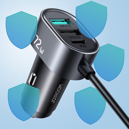 JOYROOM Car Charger 5 devices 2xPD + 2xQC3.0 72W 1.5m black – image 9