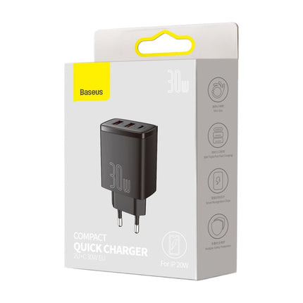 BASEUS Compact fast USB-C 30W 3A PD QC black USB power charger – image 5