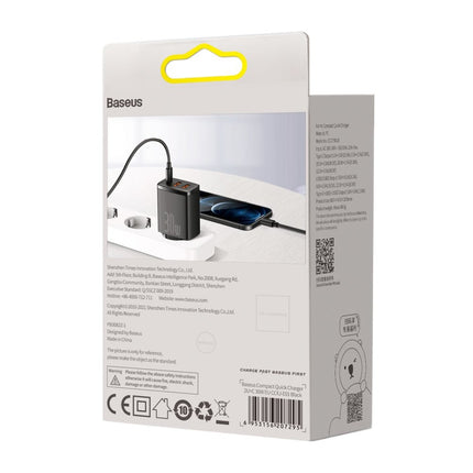 BASEUS Compact fast USB-C 30W 3A PD QC black USB power charger – image 6