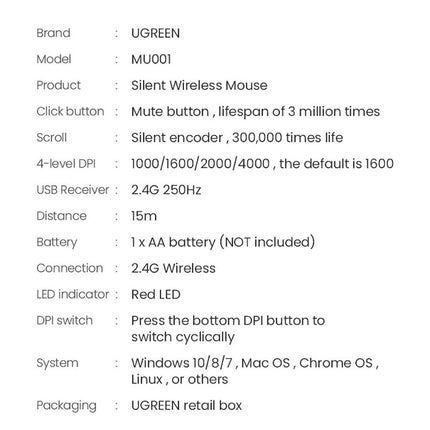 UGREEN Handy Wireless Mouse for USB Green Computer – image 4