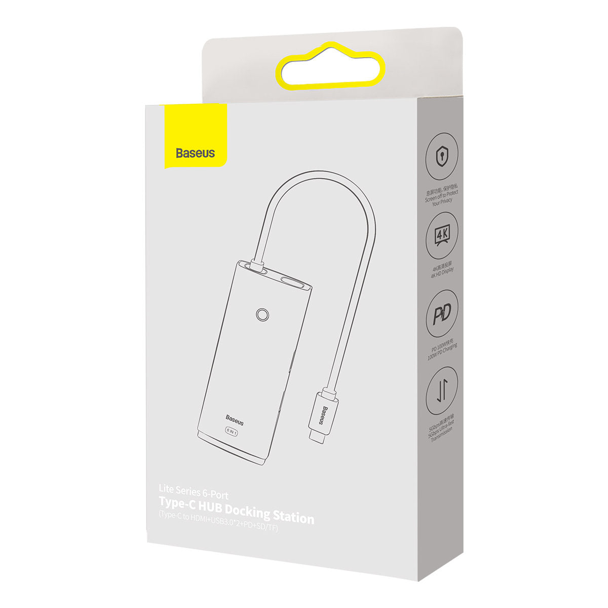 BASEUS Multifunctional HUB Lite Series USB-C 2x USB PD HDMI SD/TF white – image 5