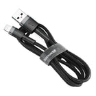 BASEUS Durable cable in the overlay for iPhone USB - Lightning QC3.0 2.4A 1m black and grey