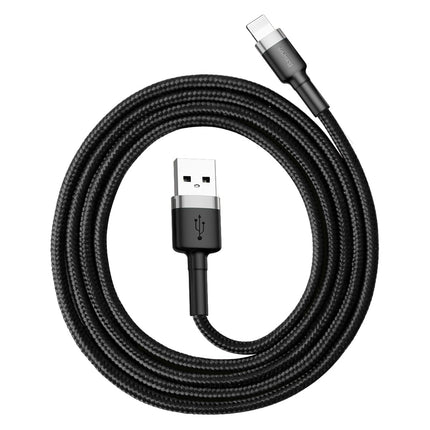 BASEUS Durable cable in the overlay for iPhone USB - Lightning QC3.0 2.4A 1m black and grey – image 6