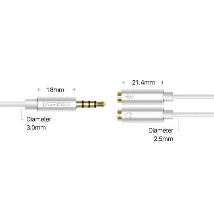 UGREEN Headphones 3.5mm mini jack AUX + stereo microphone 20cm silver – image 10