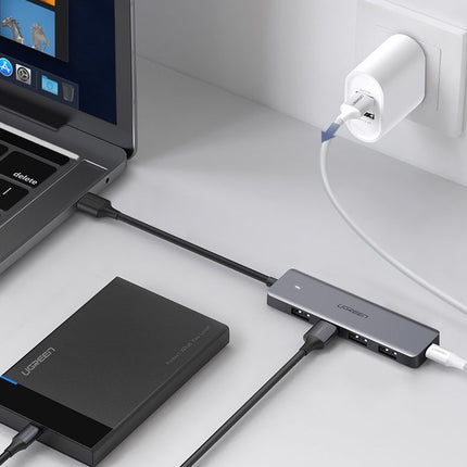 UGREEN HUB USB port distributor - 4x USB 3.2 with micro USB power port grey – image 10