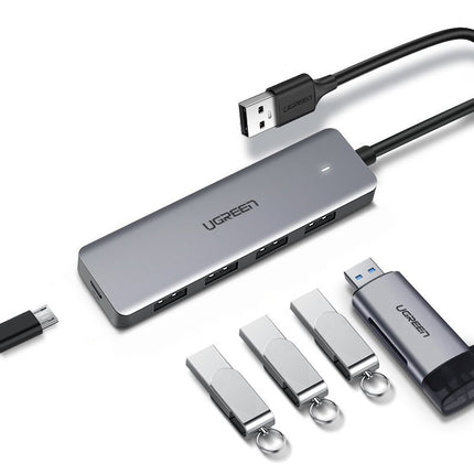 UGREEN HUB USB port distributor - 4x USB 3.2 with micro USB power port grey – image 3