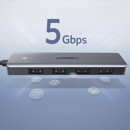 UGREEN HUB USB port distributor - 4x USB 3.2 with micro USB power port grey – image 6