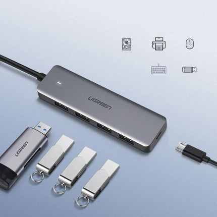 UGREEN HUB USB port distributor - 4x USB 3.2 with micro USB power port grey – image 8